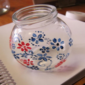 Handicrafts - Recycled-glass-jar-painted.