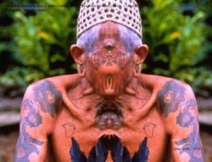 old dayak with tattoo.